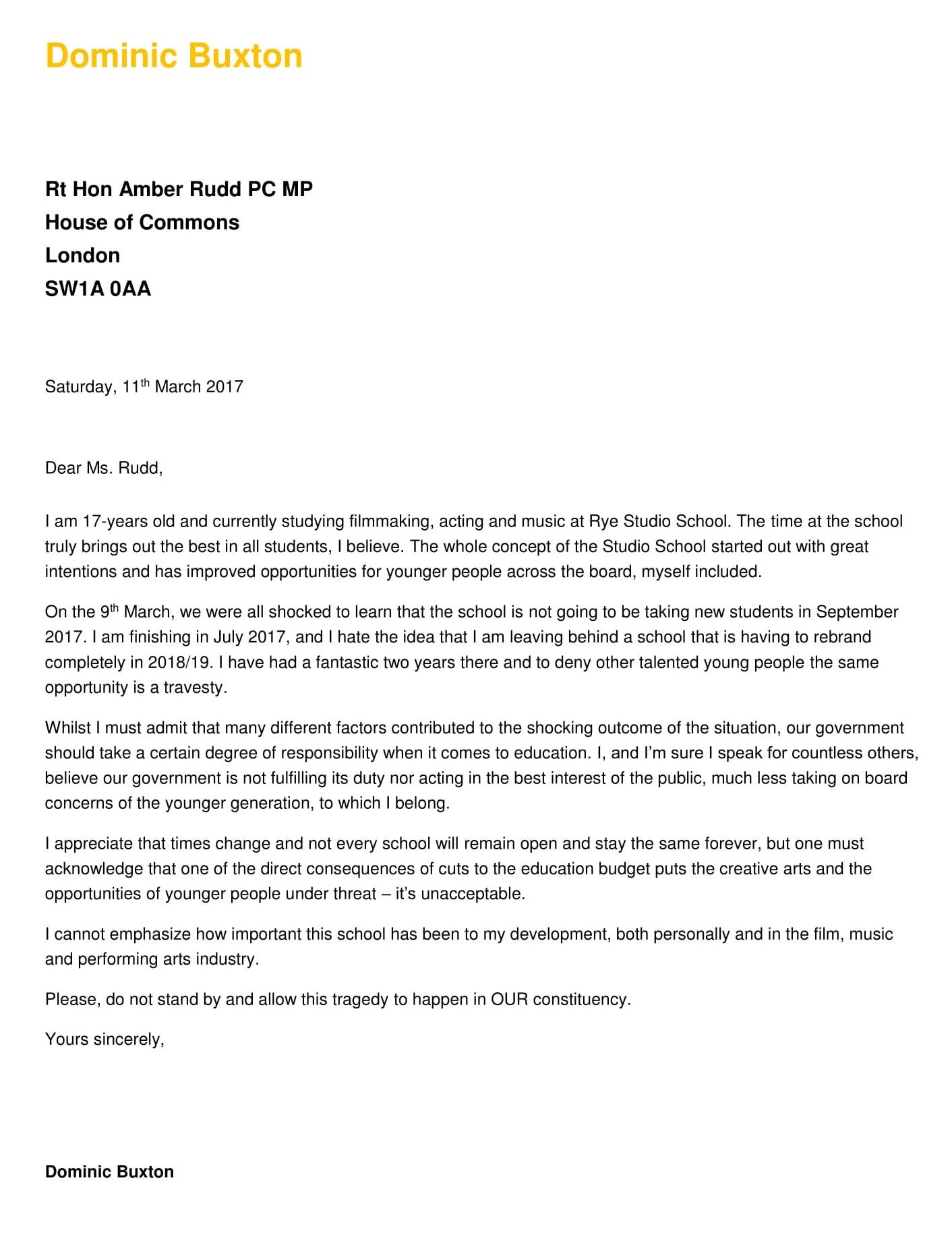 Letter to Amber Rudd MP – #NoDust on Brexit – Medium