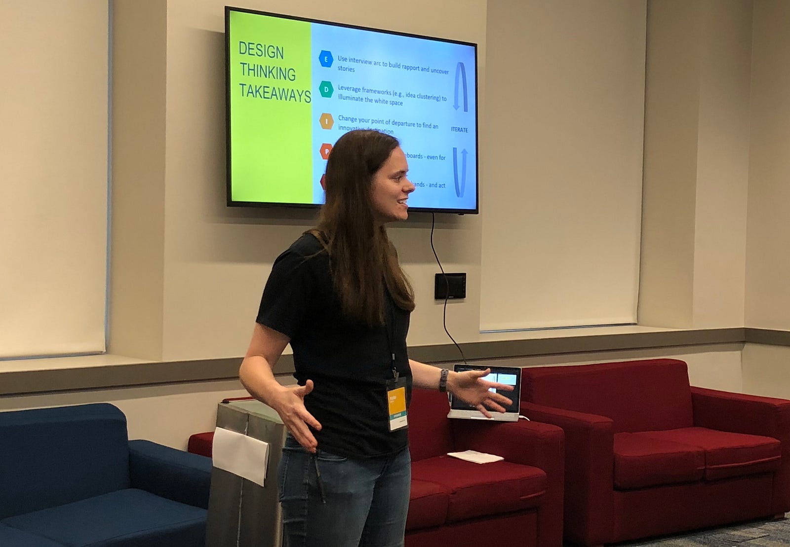 Katie Neville, former flight deck and ergonomics engineer at Boeing, teaching our students on how to solve problems in the real world