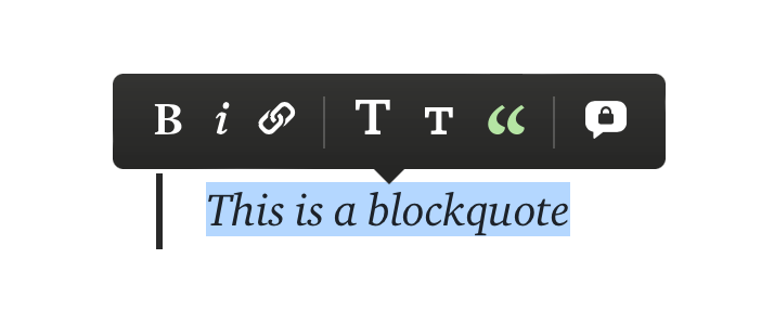 Screenshot that reads “This is a blockquote.”