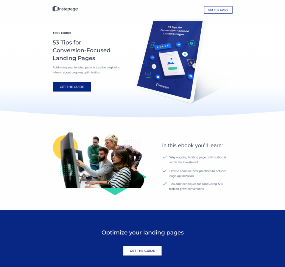 Example squeeze page from Instapage
