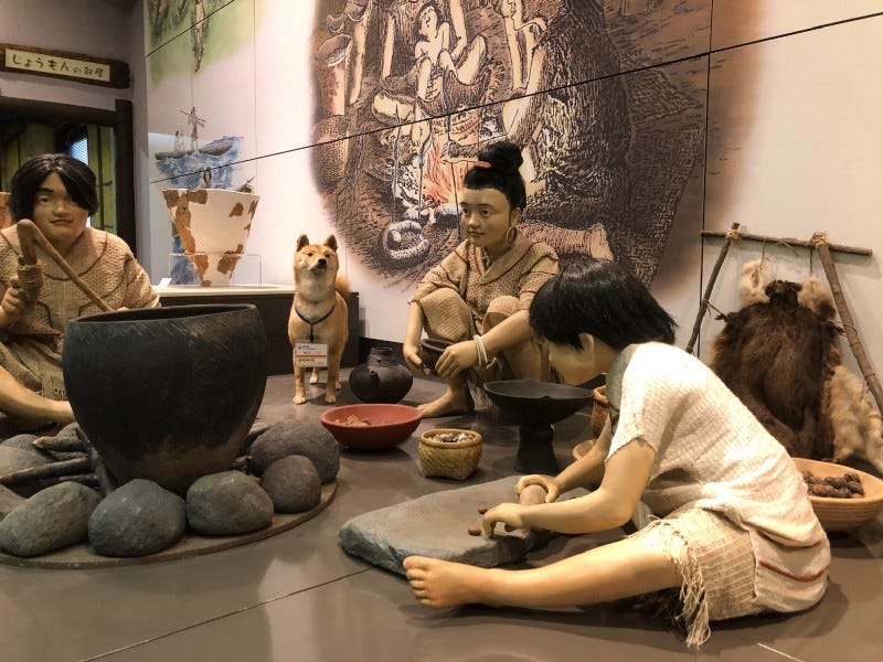 An exhibit of a Jomon period Japanese family at the Hachinohe City Museum in Aomori Prefecture