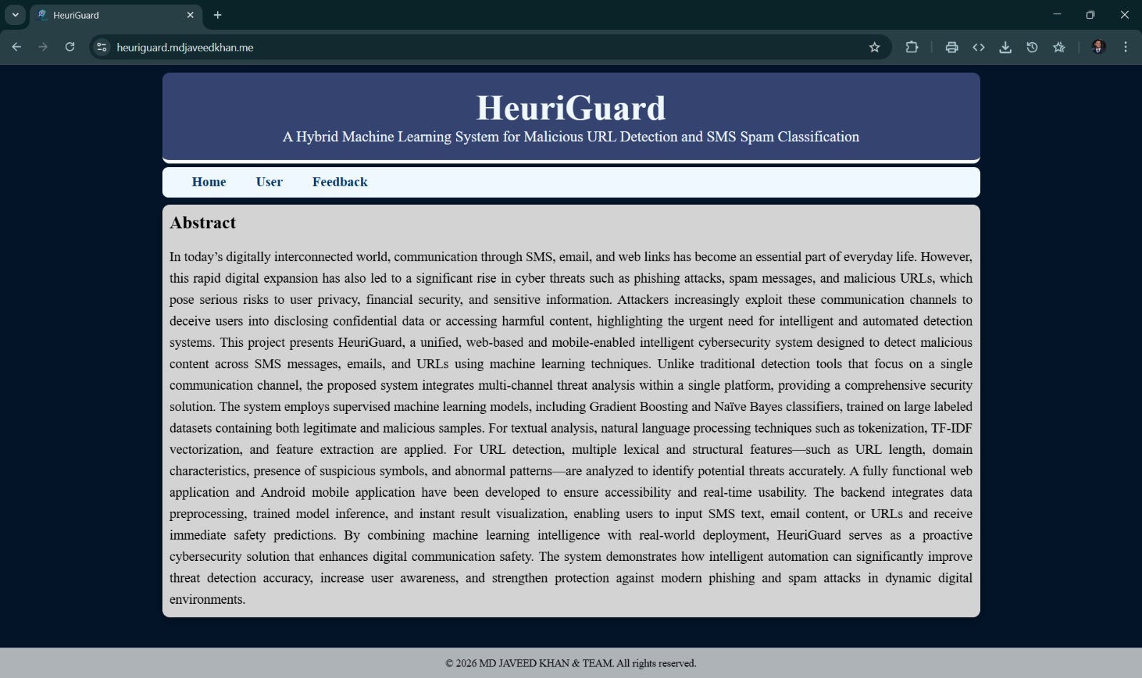 Building HeuriGuard: Detecting Malicious URLs and SMS Spam Using Machine Learning