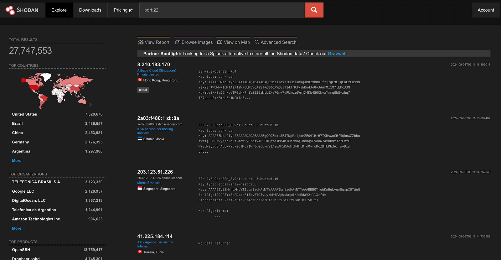 Shodan search results