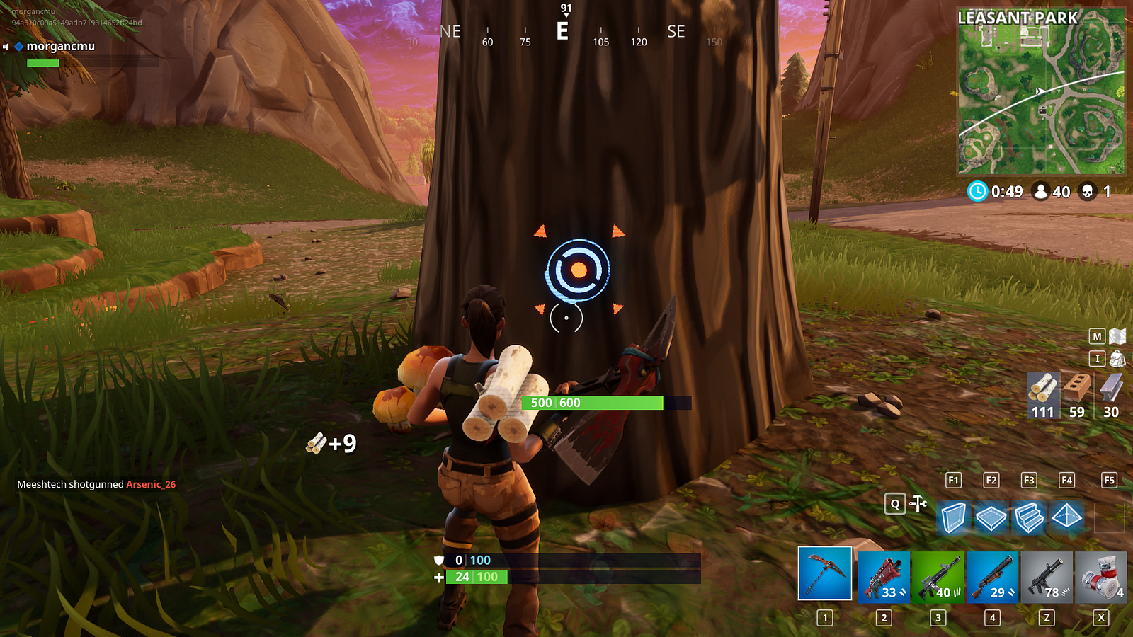 don t go overboard in one spot chop a few trees jump and circle around them as you re doing it then get the heck out of there and move to a different - fortnite one shot kill
