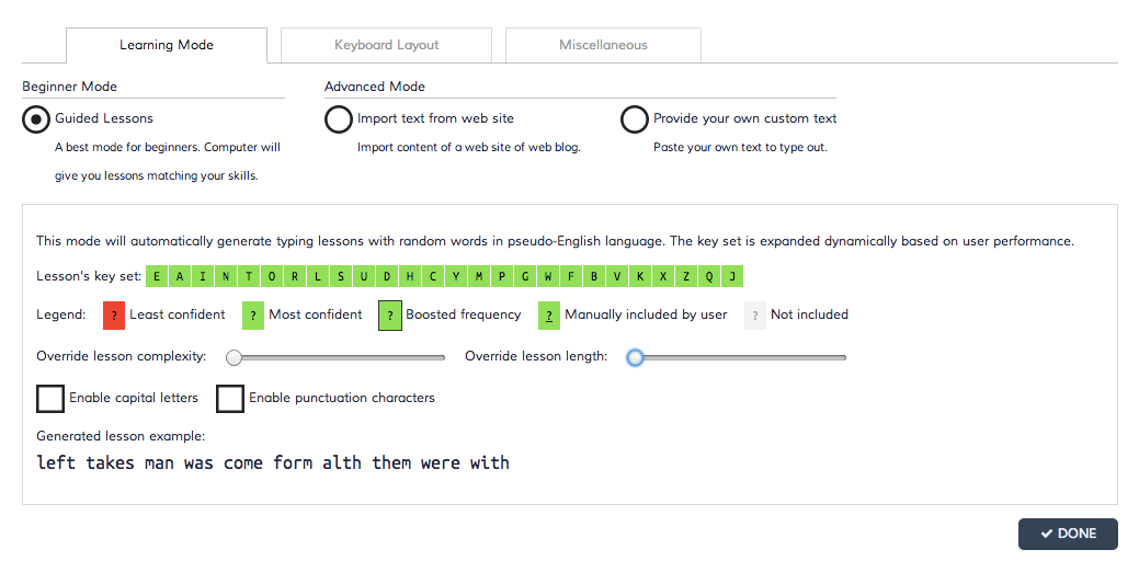 Typing generator