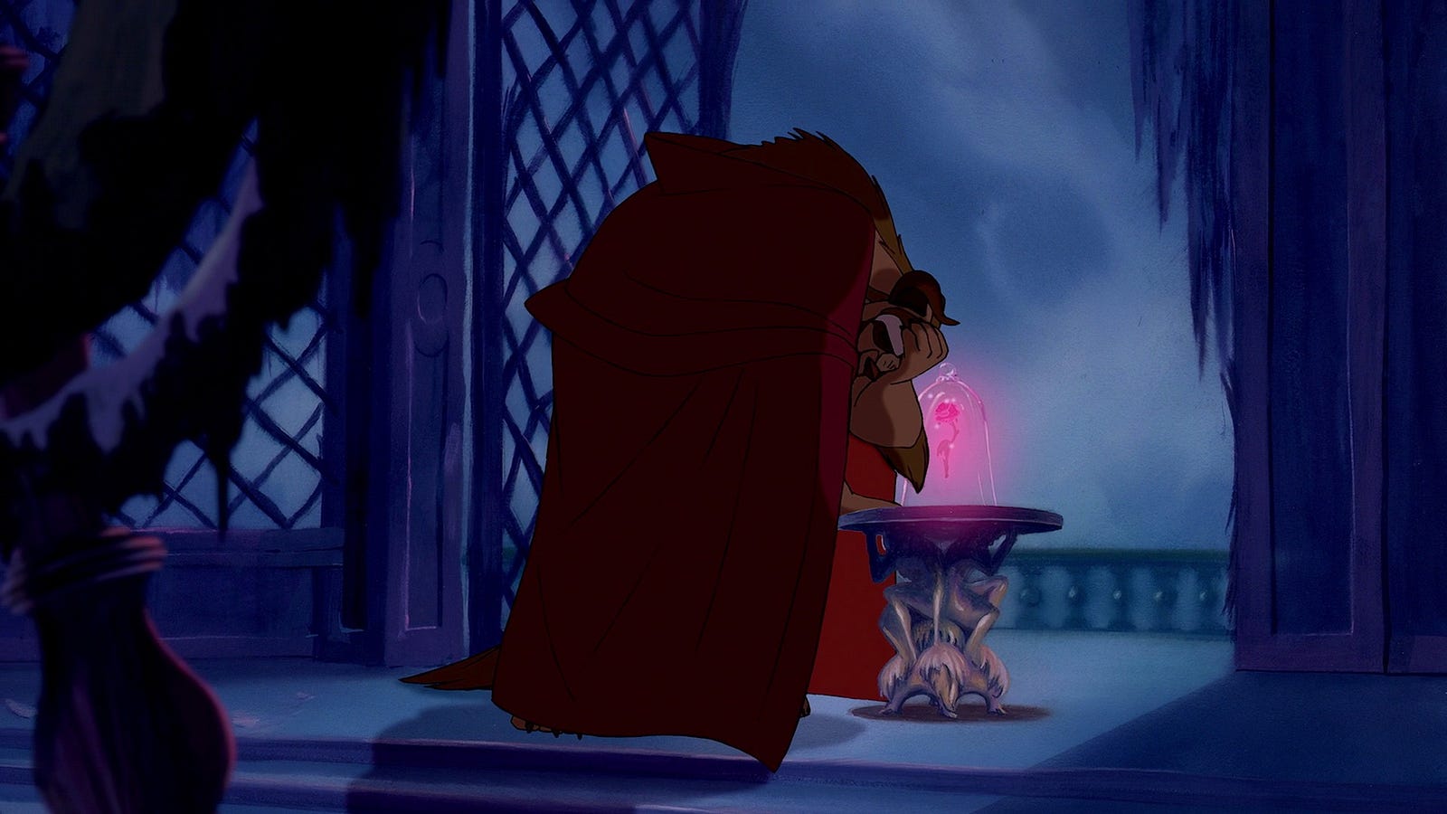 The Beast and his enchanted rose in Disney’s Beauty and the Beast (1991).
