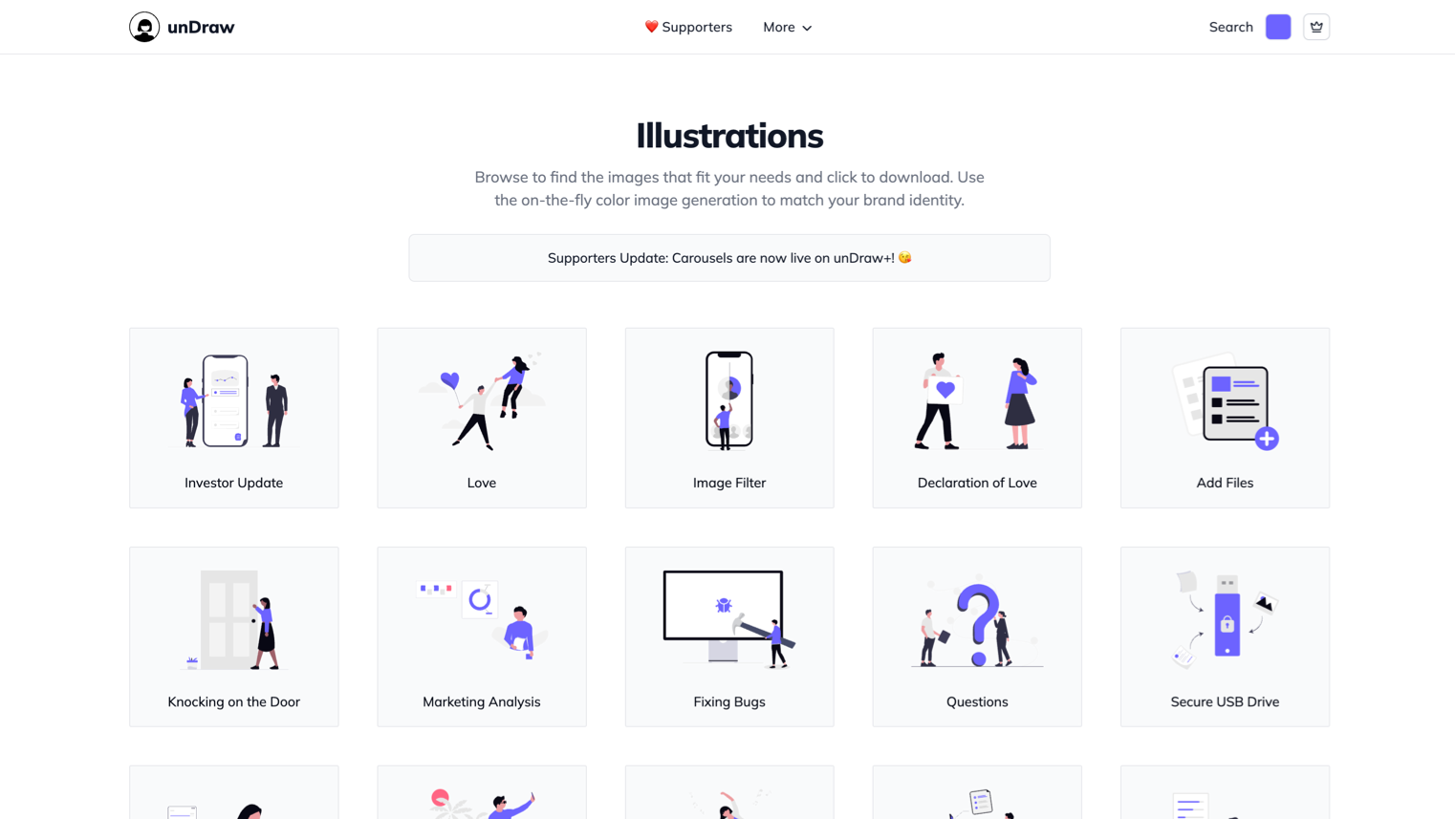 Open-source flat illustrations with instant color customization. Best for SaaS landing pages, empty states, and presentations.