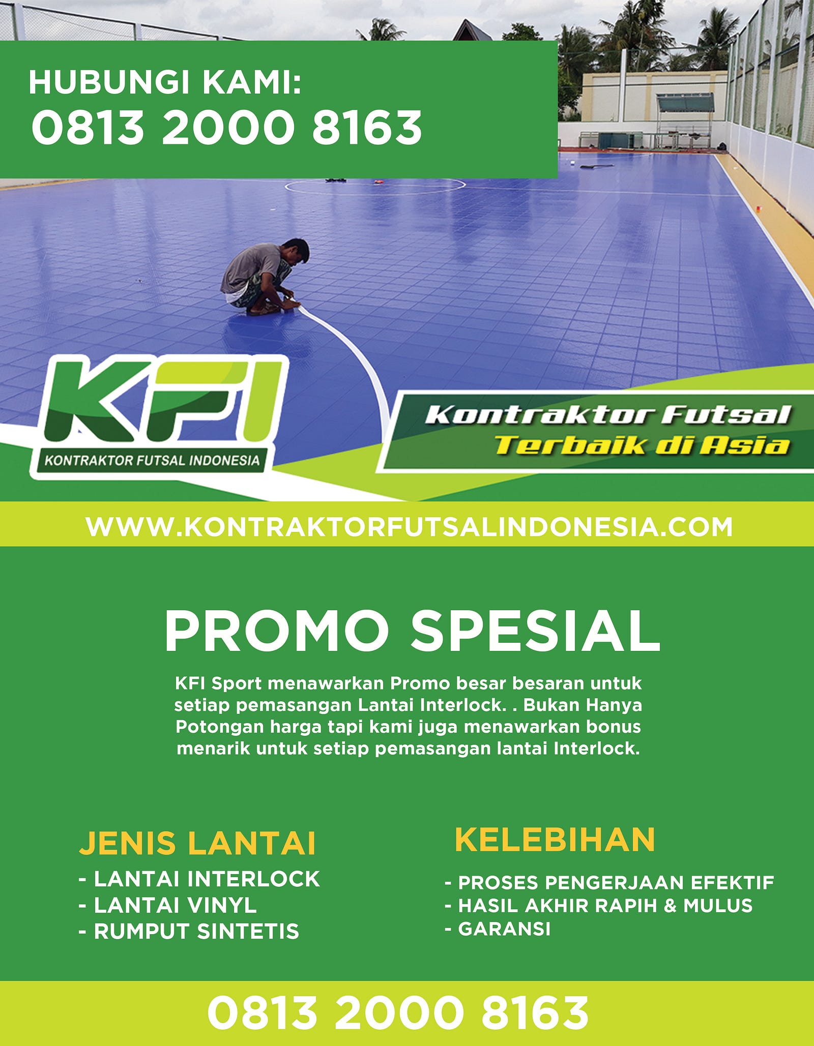 Promo Spesial WA 62 81320008163 Lantai Futsal Polypropylene Di