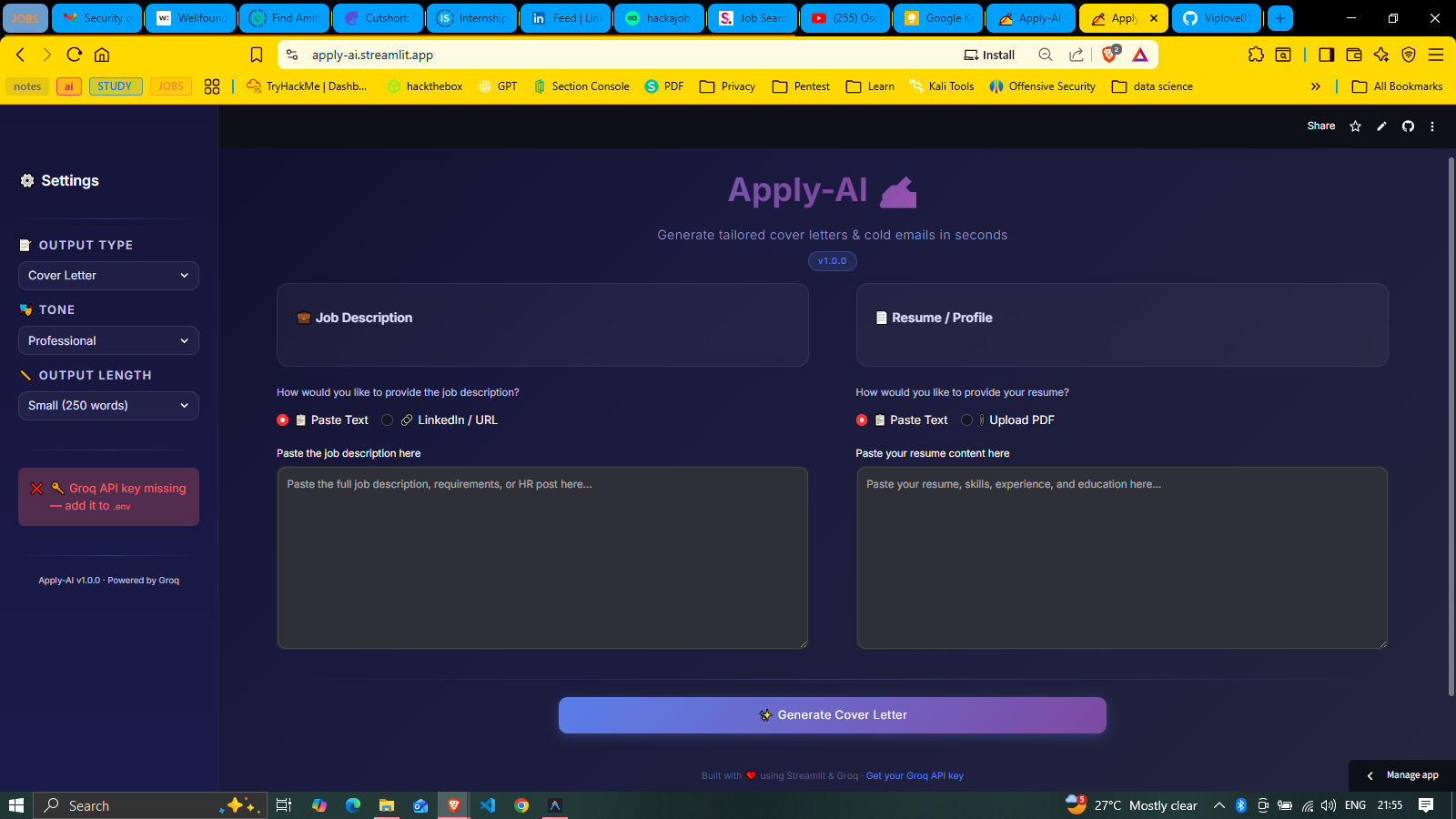 I Got Tired of Writing Cover Letters, So I Built an AI That Does It For Me