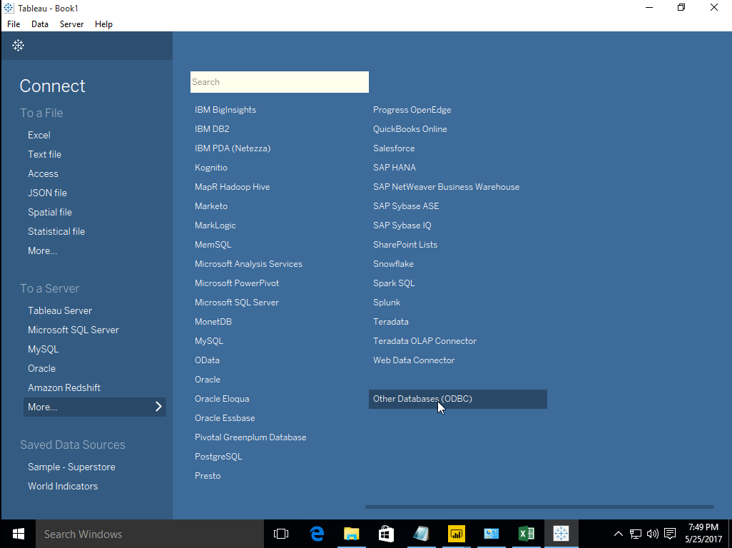 Using OpenLink's ODBC-JDBC Bridge to Access JDBC Data Sources via Tableau (Windows Edition)