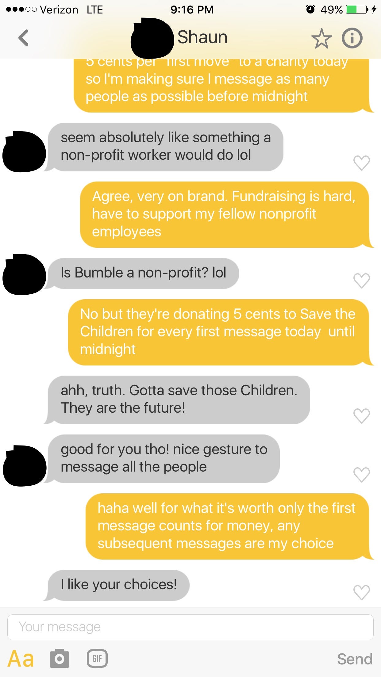 Bumble Offered To Donate 5 Cents Per First Message So I Messaged 300 