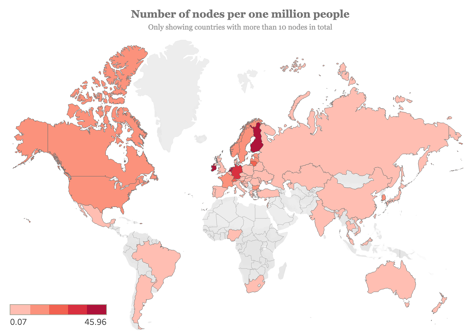 A look at the geographical distribution of Bitcoin and Ethereum listening  nodes | The Block