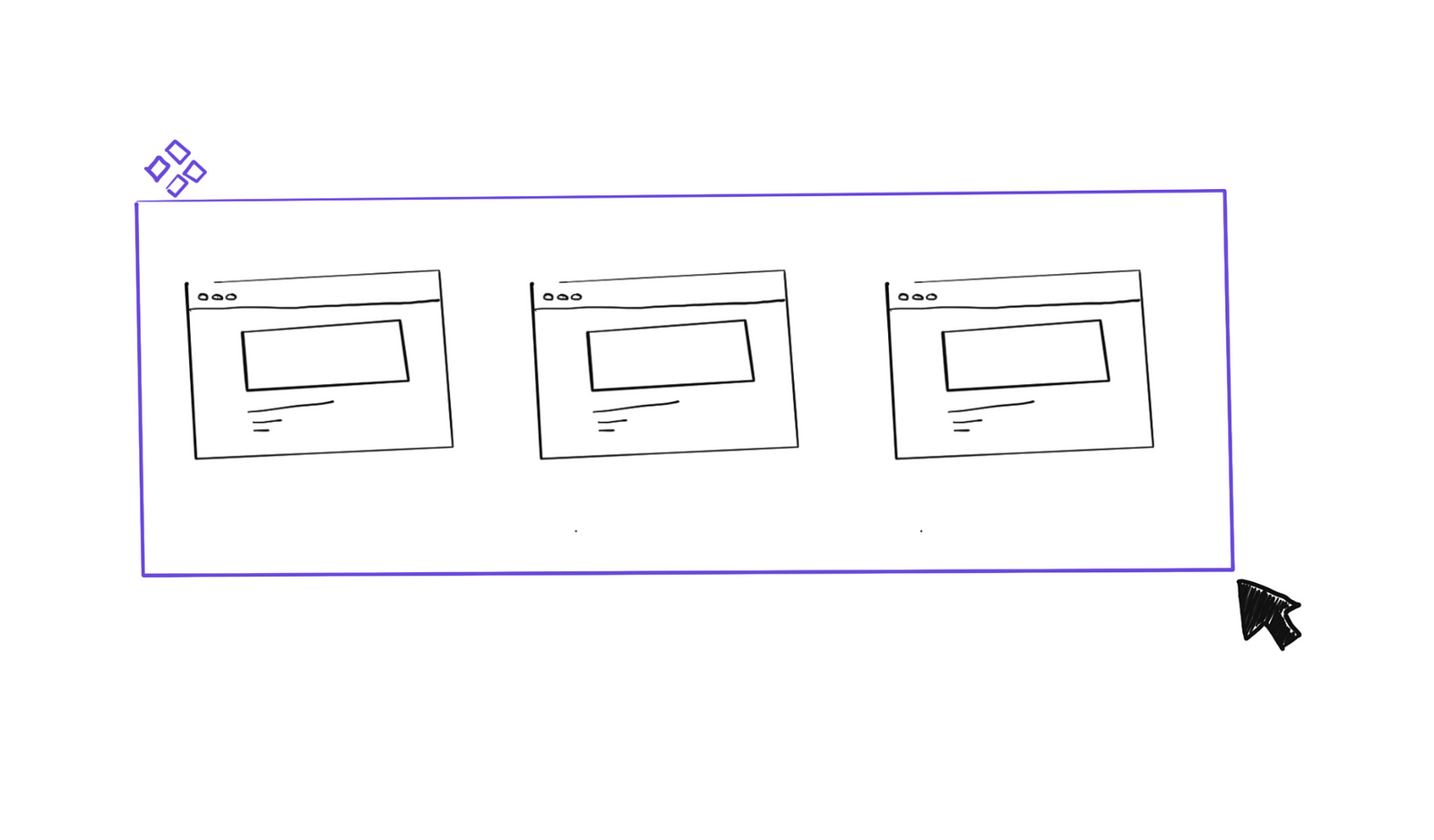 A sketch showing a cursor selecting multiple screens and turning them into a component — by Ed Orozco