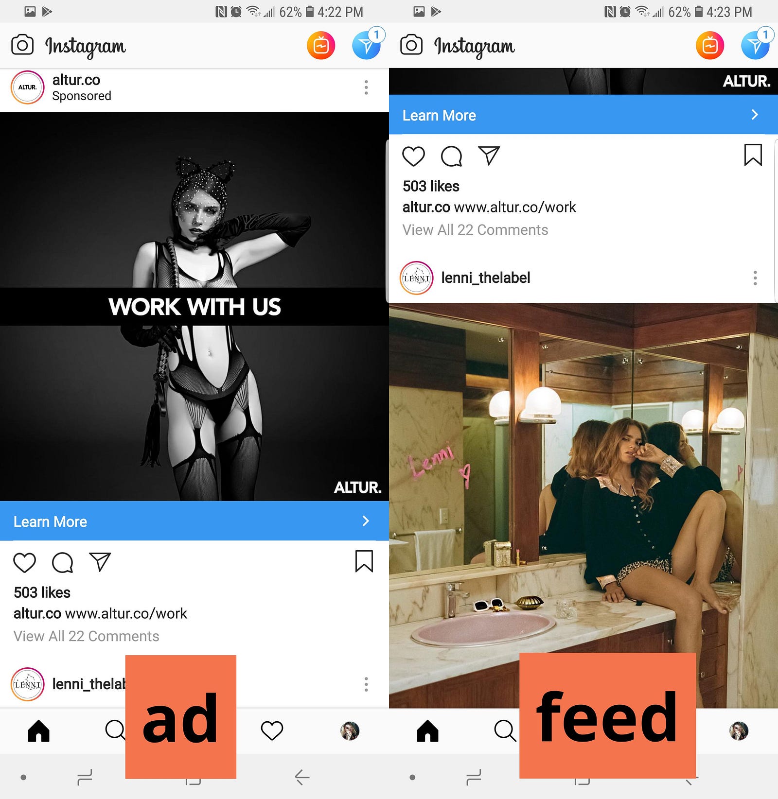 i use my instagram to follow niche fashion designers and artists these two pictures appeared right beside each other even the pose is similar - do we follow each other instagram