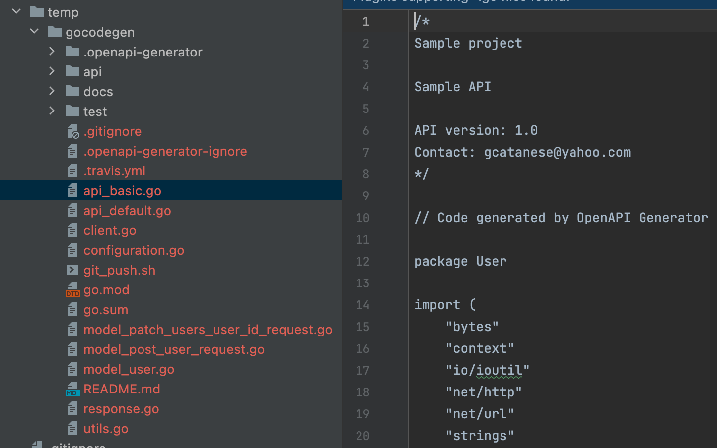 Go client in IntelliJ