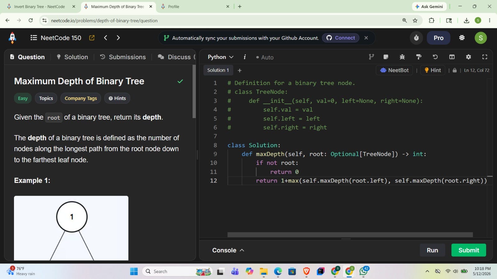 NeetCode 150 / Easy: Maximum Depth of Binary Tree — DFS, BFS, and Iterative DFS Explained…