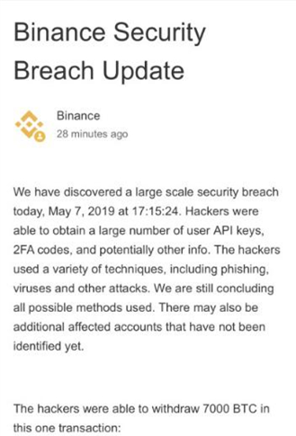 7 000 Bitcoins Were Stolen From Binance The Hackers Won Again - 