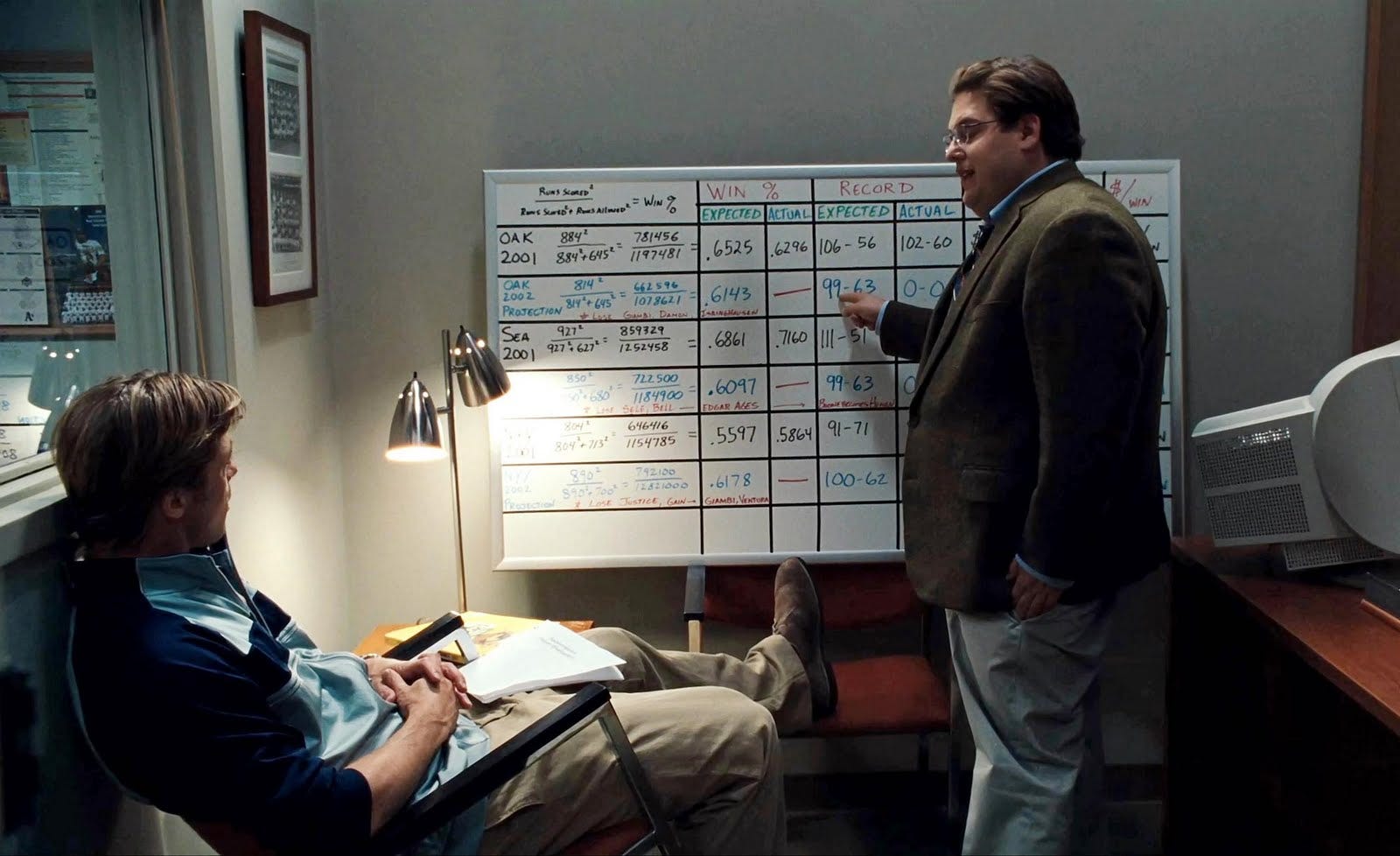 Brad Pitt and Jonah Hill in Moneyball