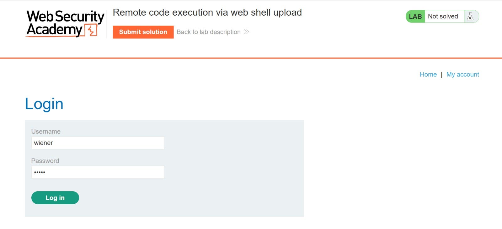 Lab: Remote code execution via web shell upload — PortSwigger Web Security Academy