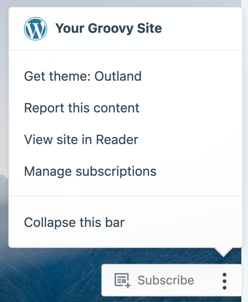 Example of Action Bar — WordPress.com