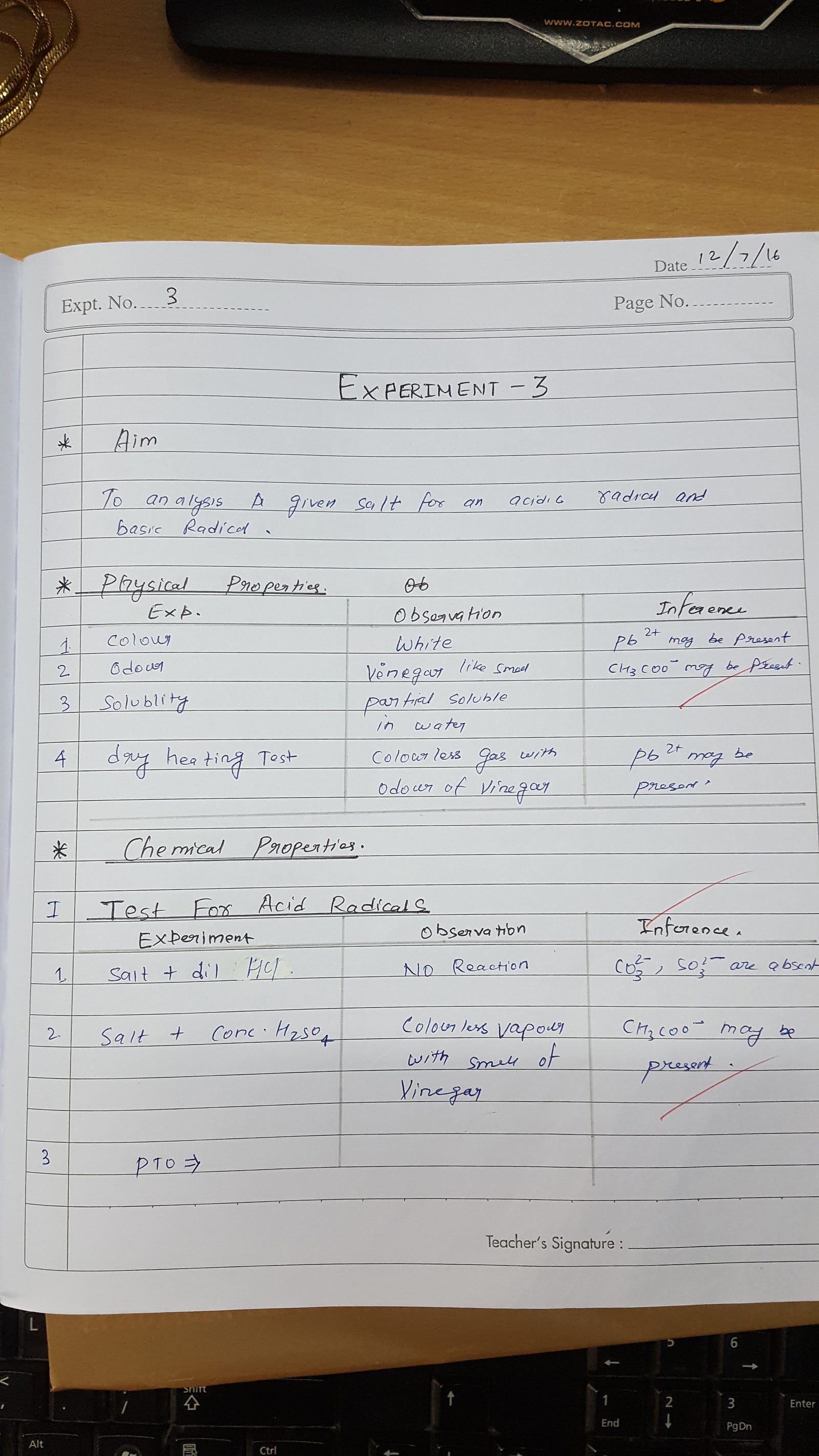 Chemistry Practical Lab Manual For Class 12
