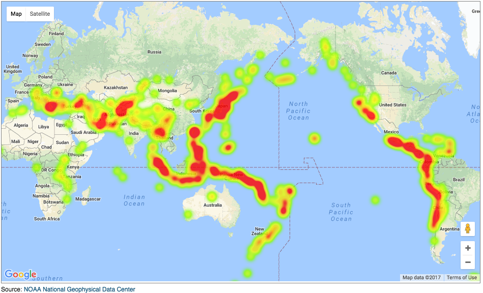 World Map Earthquake Zones