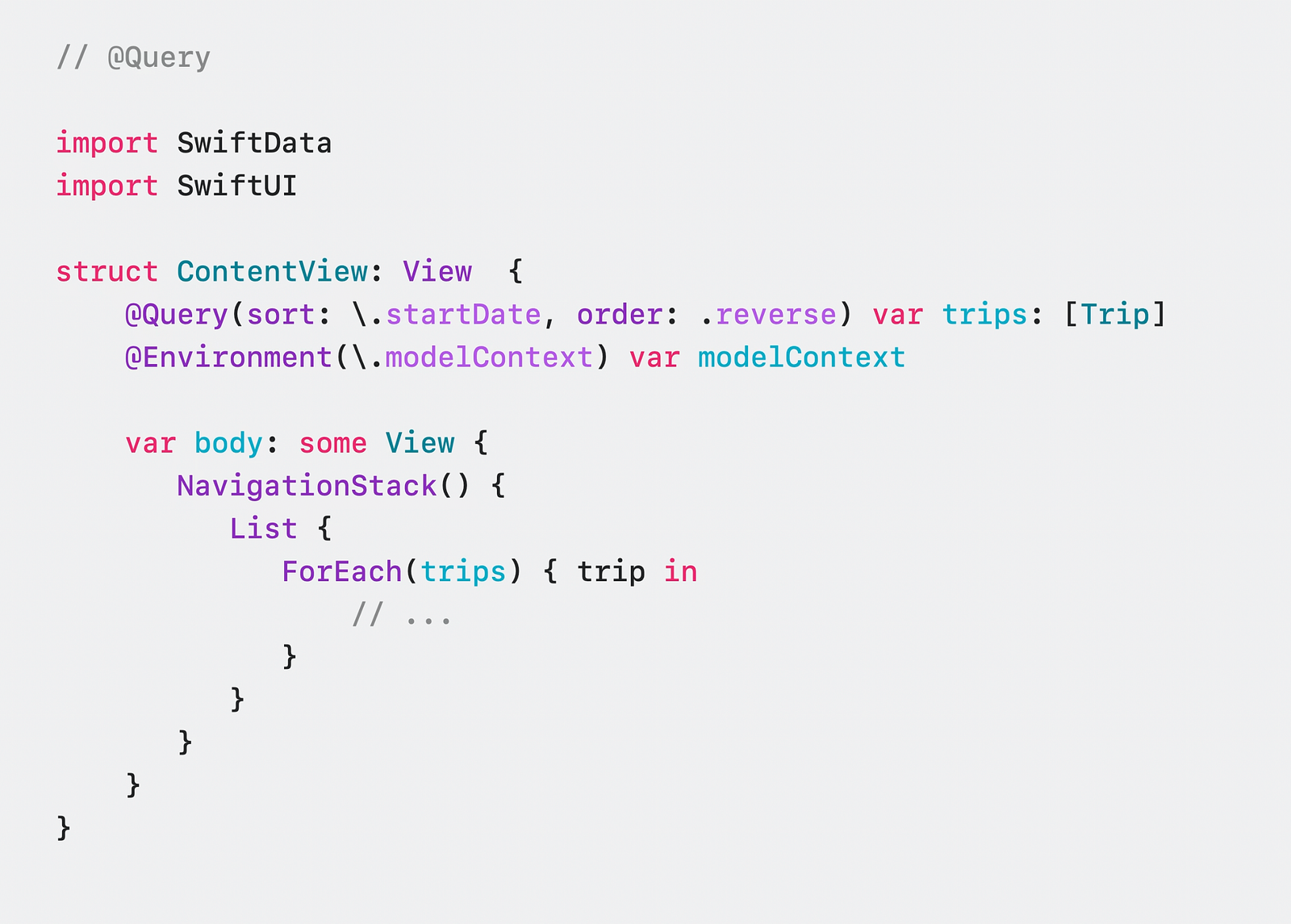 SwiftData code example
