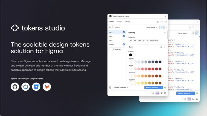 The most established token management plugin for Figma. Syncs design tokens to GitHub, GitLab, or JSONBin with full version control.