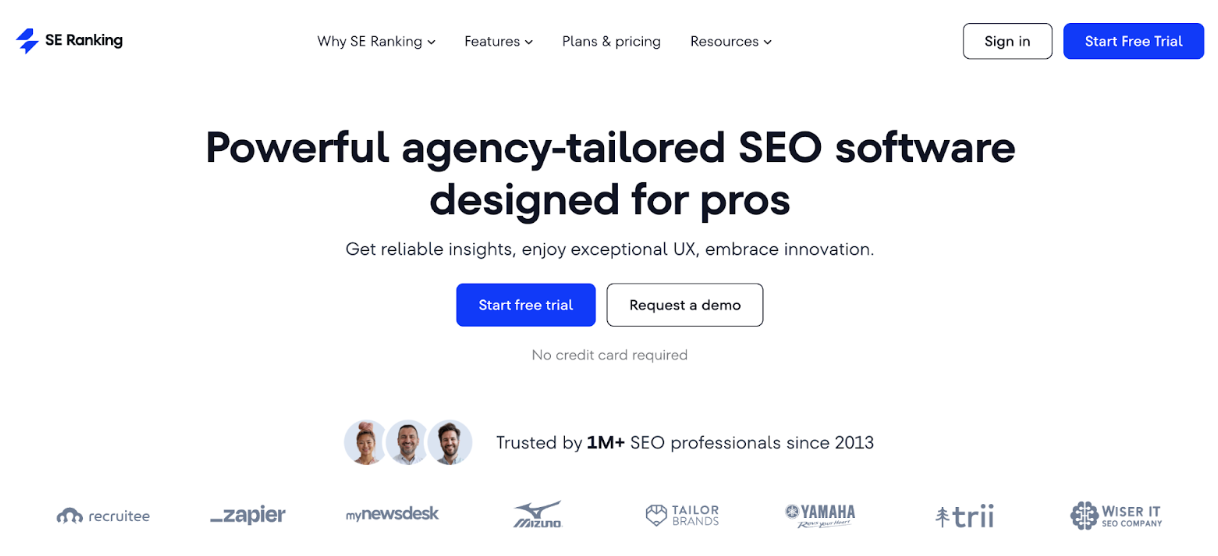 SE Ranking main page