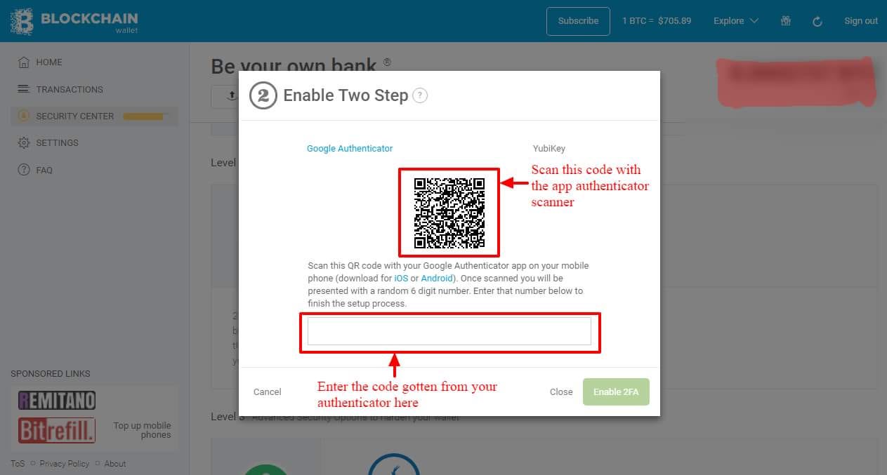 blockchain 2fa code