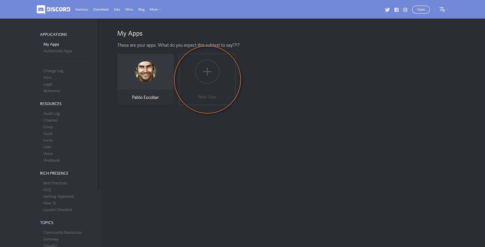 Making A Cool Discord Bot In Python 3 Bad Programming Medium - click on new app