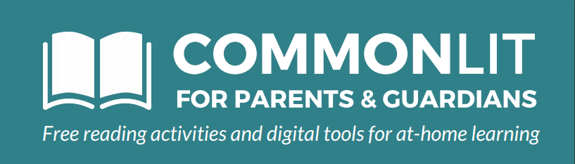 The CommonLit For Parents and Guardians logo in white text on a teal background.