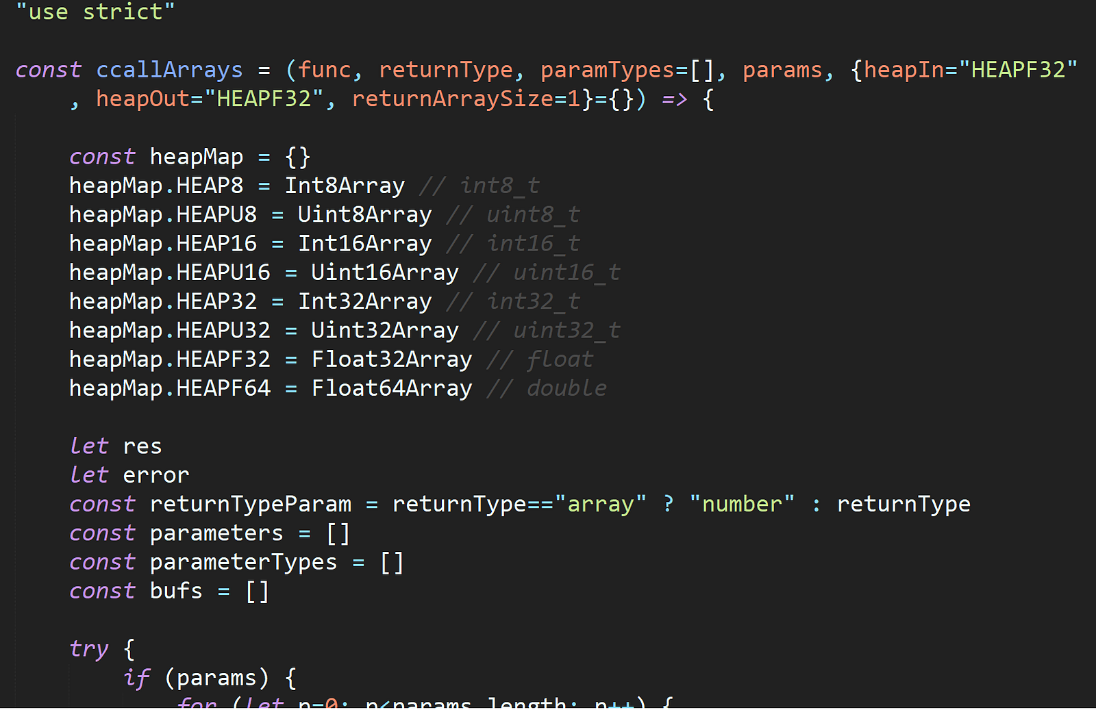 Passing and returning WebAssembly array parameters 