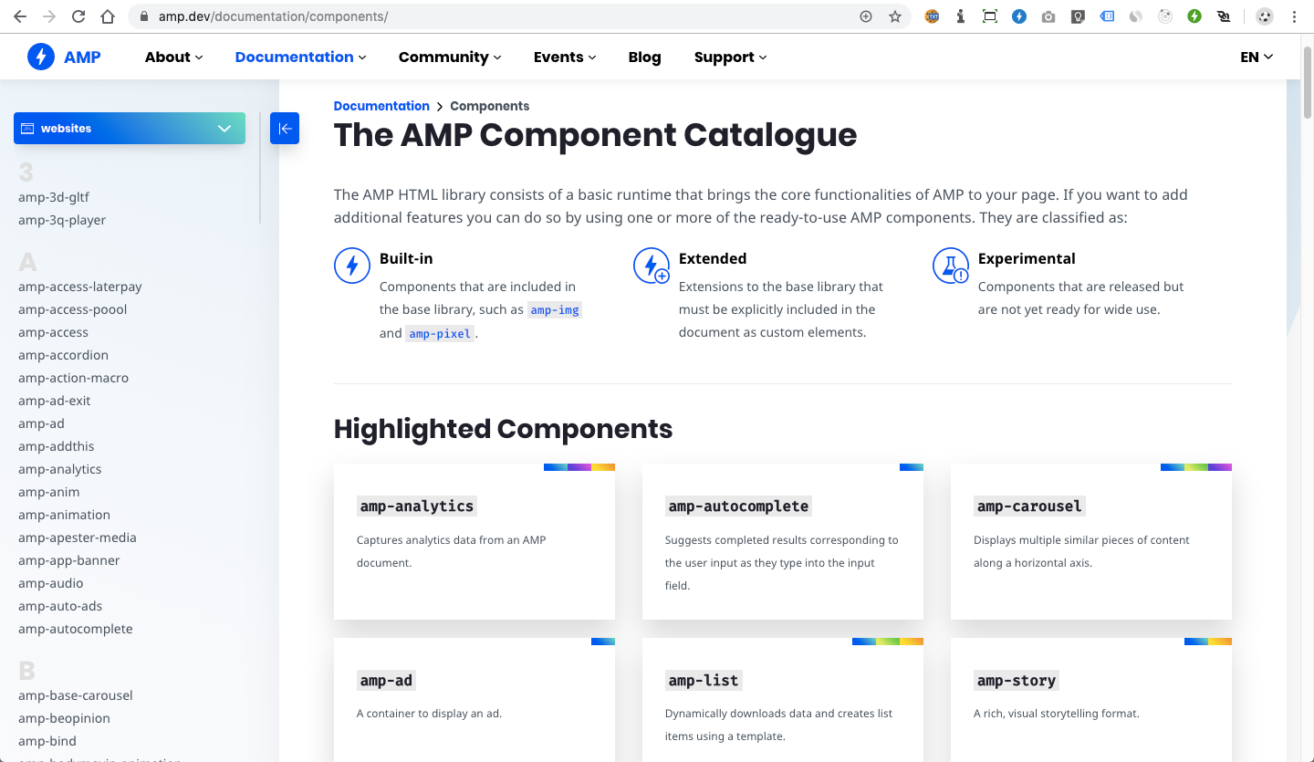 The AMP Component Catalogue
