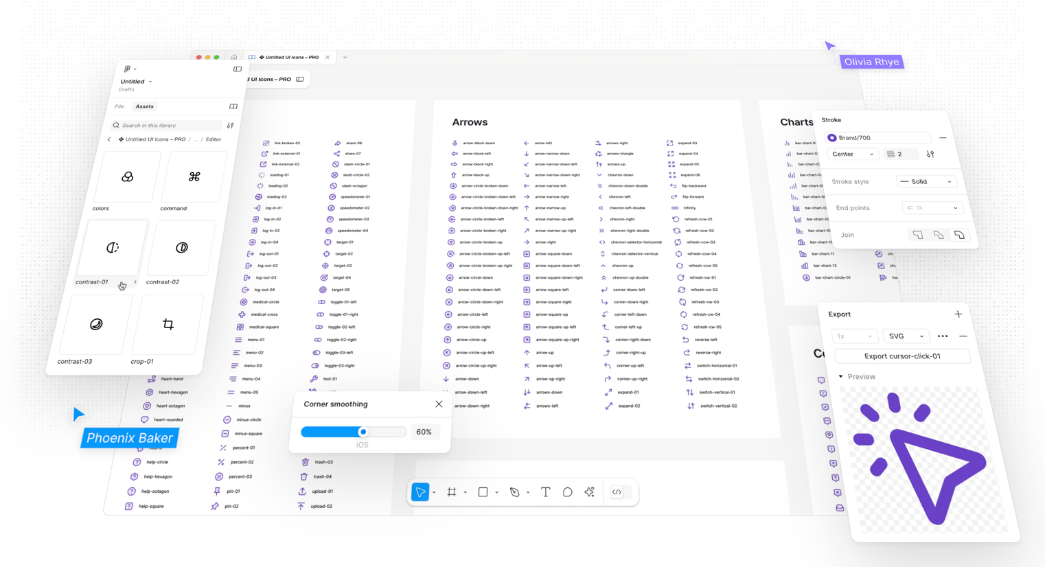 4,100+ icons built as a Figma component library. Best for designers who live in Figma.
