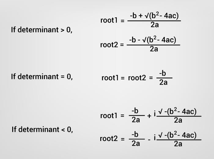 c-program-to-find-all-roots-of-a-quadratic-equation