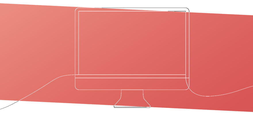 A sleek, line-drawn computer screen is elegantly connected, set against a vibrant red gradient backdrop. Designed by the talented Dylan “Real Dyl” Roberts | @berealdyl