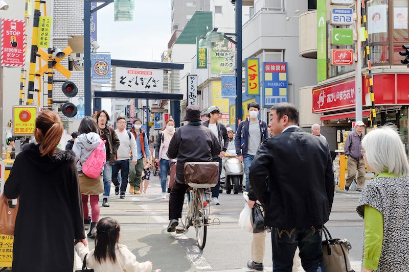 The Togoshi Ginza area of Shinagawa Ward which is located near Meguro and Ryusen-ji