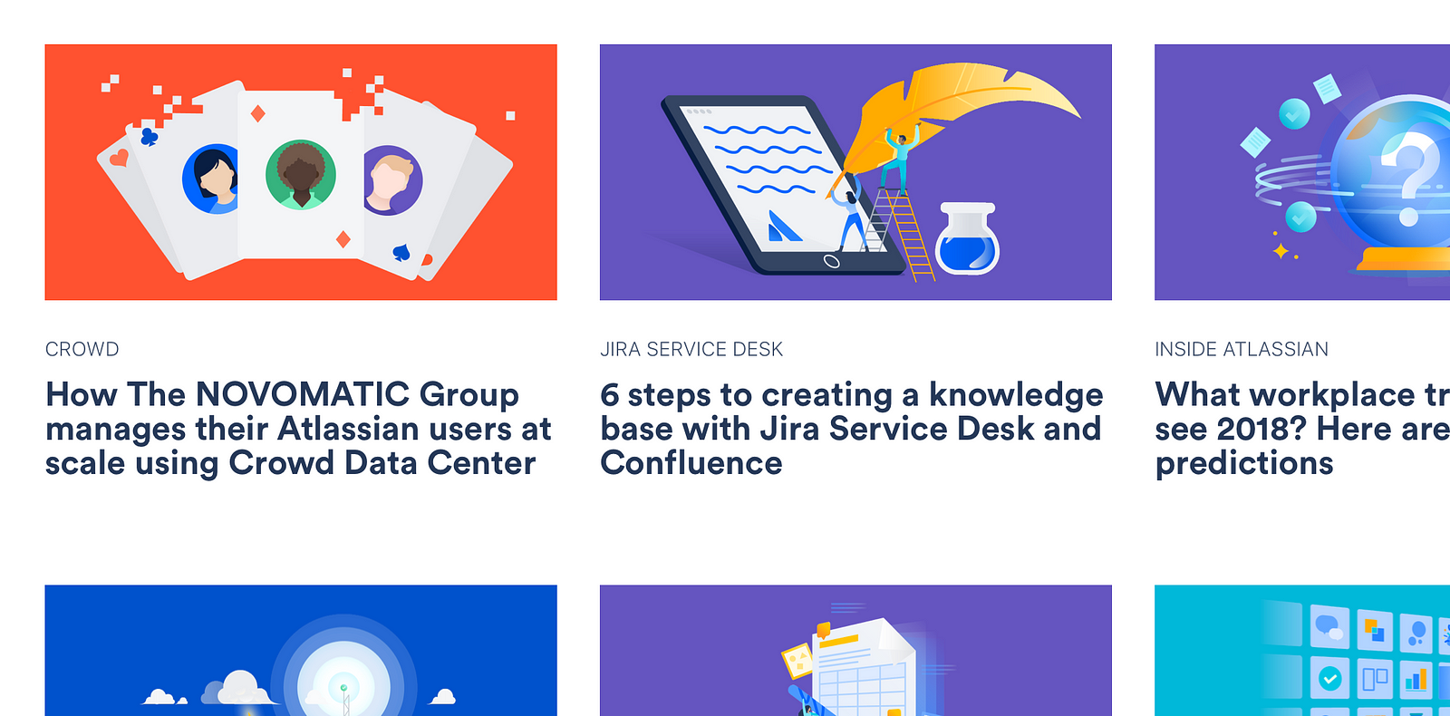 Atlassian does an excellent job at creating a consistent brand illustrative style throughout their marketing material