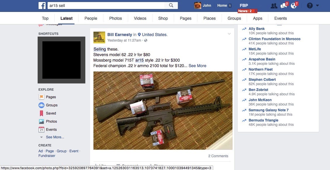 chasing guns from facebook part ii reporting individual posts