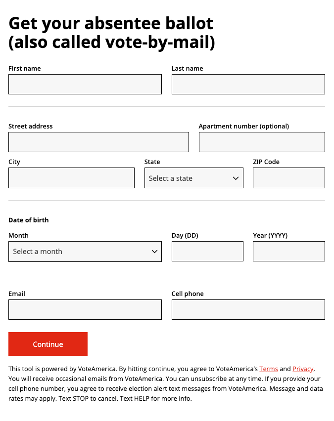 The VoteAmerica vote by mail (VBM) tool is live. Photo from voteamerica.com.