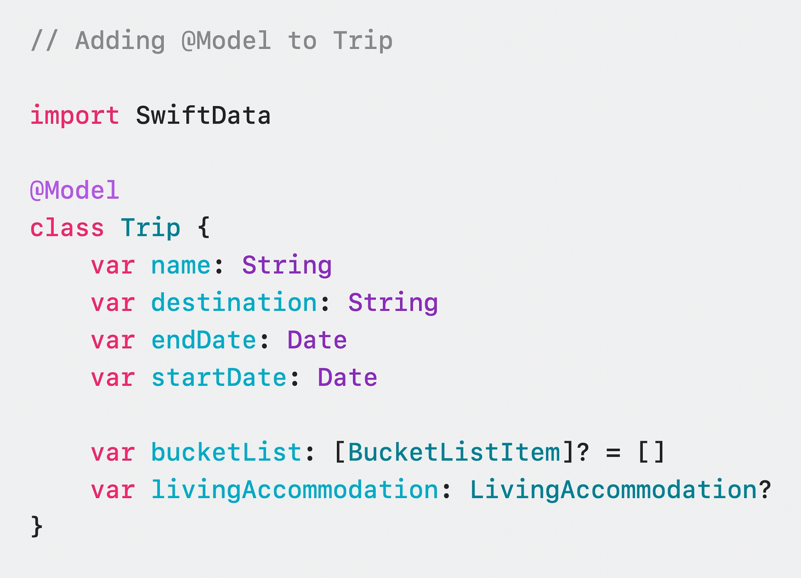 SwiftData code example