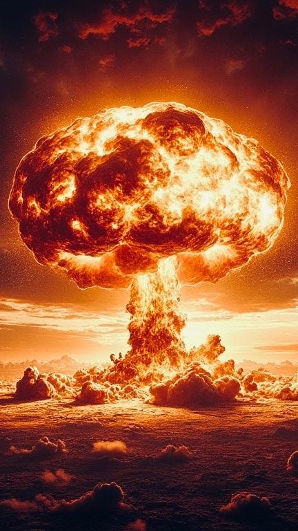 Cinematic recreation of Hiroshima and Nagasaki bombings aftermath from the film Oppenheimer, showing human impact of atomic warfare.”
