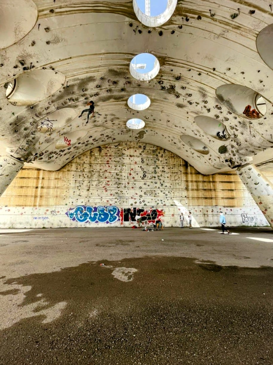 Climbing “gym” below the bridge