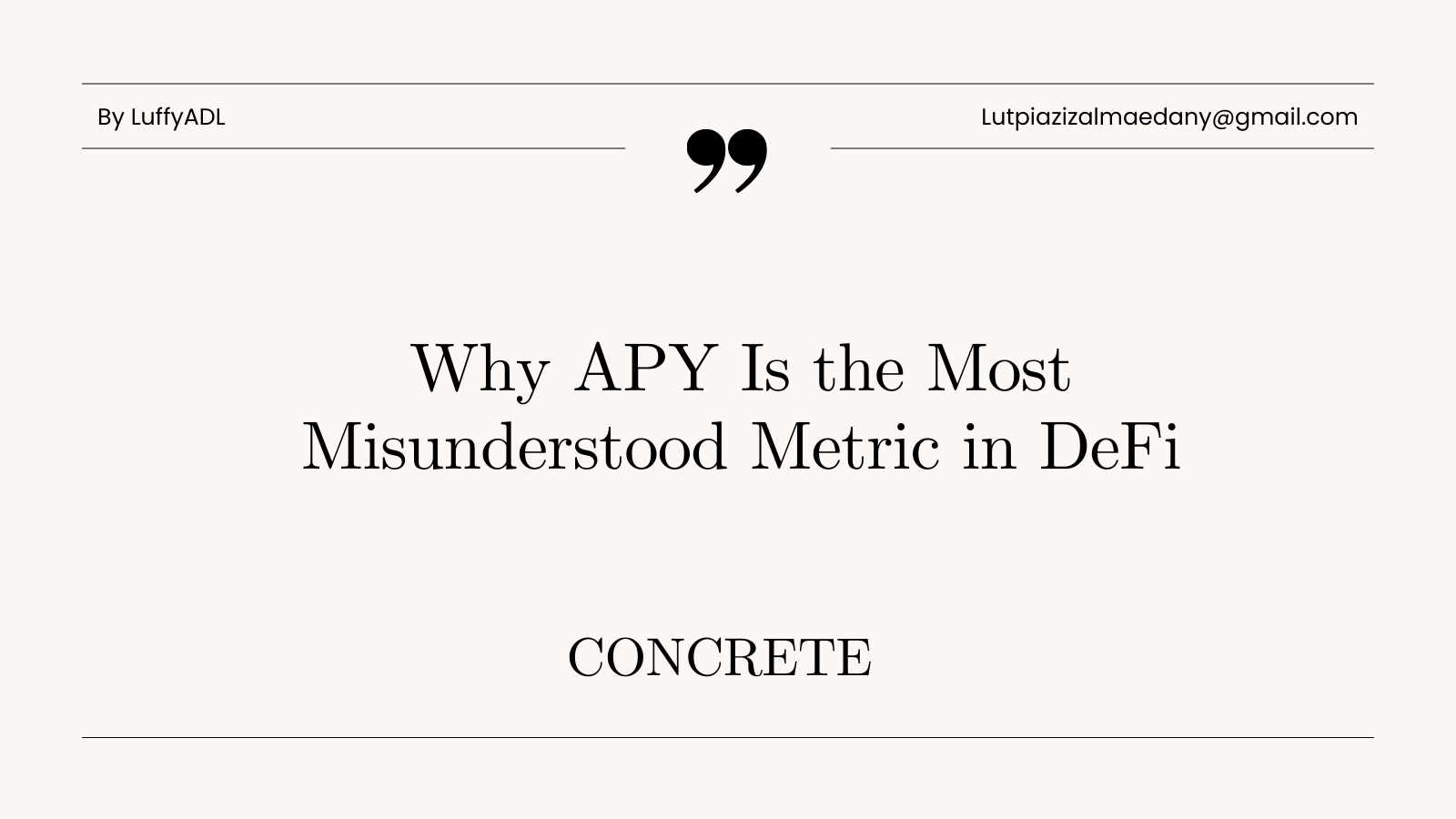 For Years, Defi has competed on one number APY.