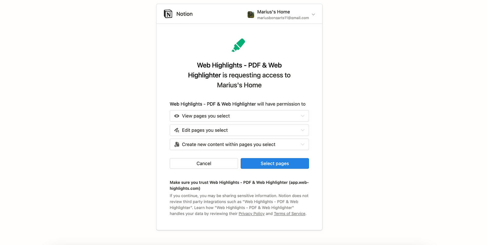 Connect Web Highlights to Notion