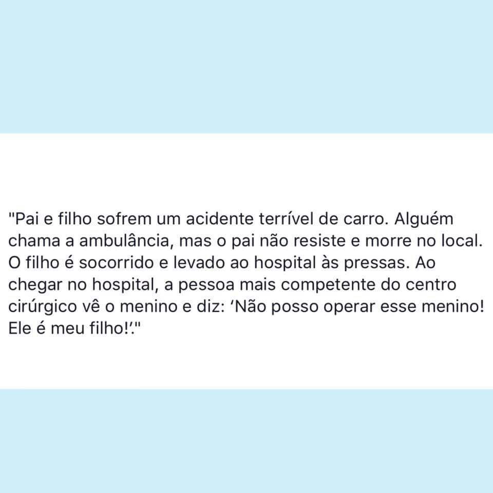 Descri§£o da imagem Fundo branco e margens azuis a seguinte frase no centro “Pai e filho sofrem um acidente terr­vel de carro