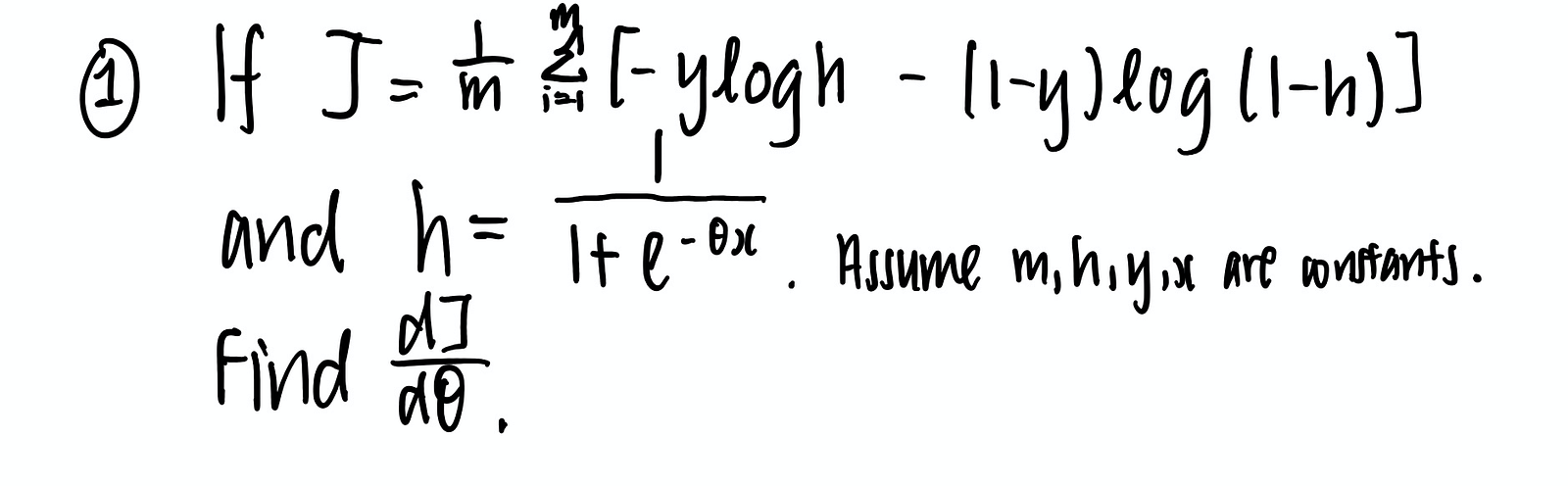 The cost equation used in machine learning algorithm of logistic regression