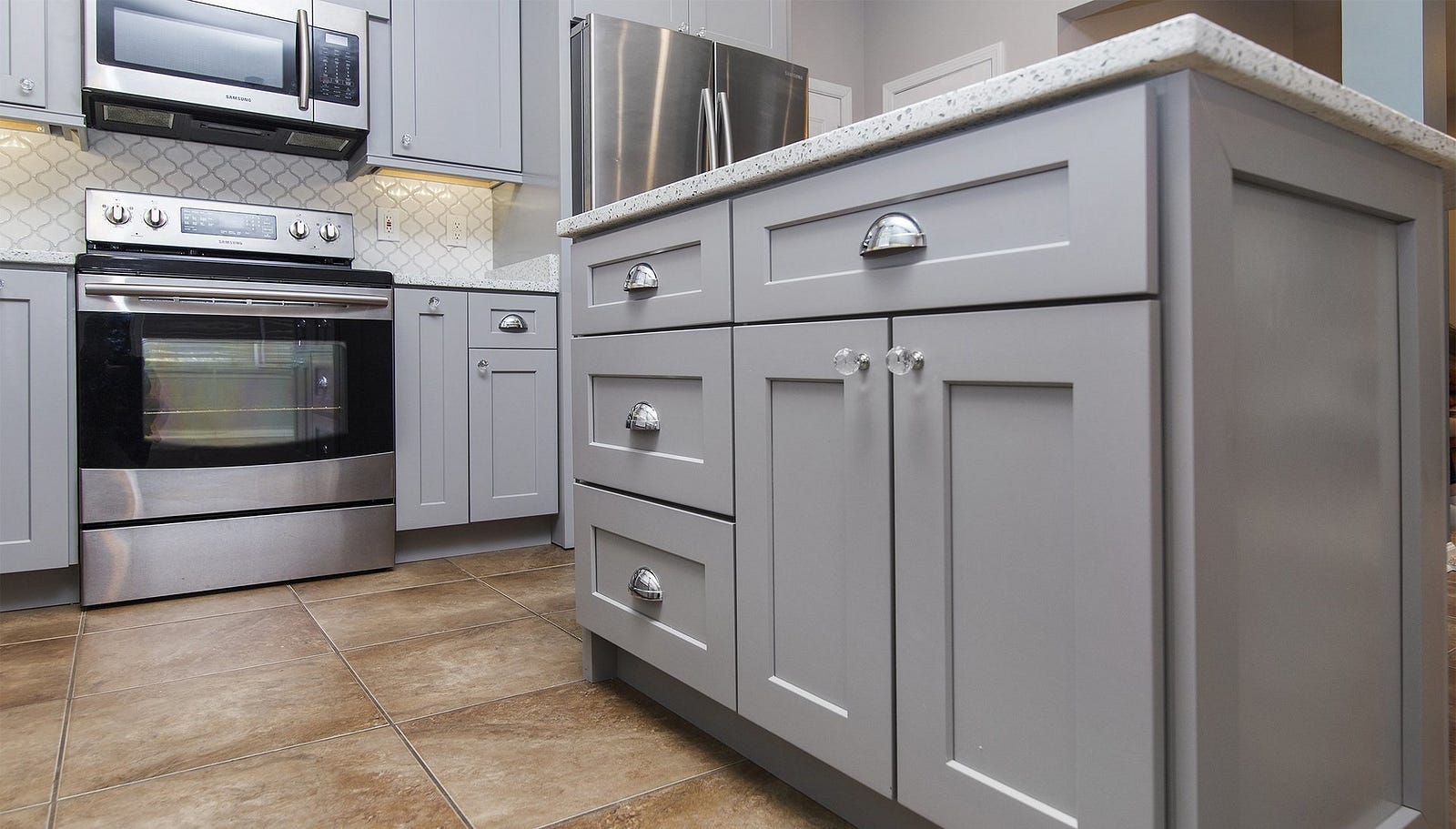 Grey Kitchen Cabinet Four Less Cabinets Medium