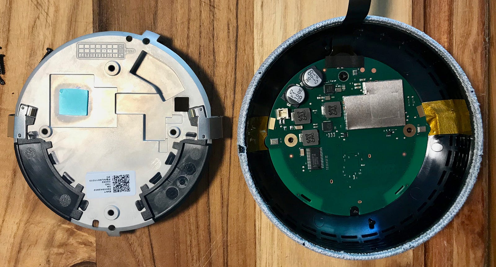 Google Home Mini teardown comparison to Echo Dot and 